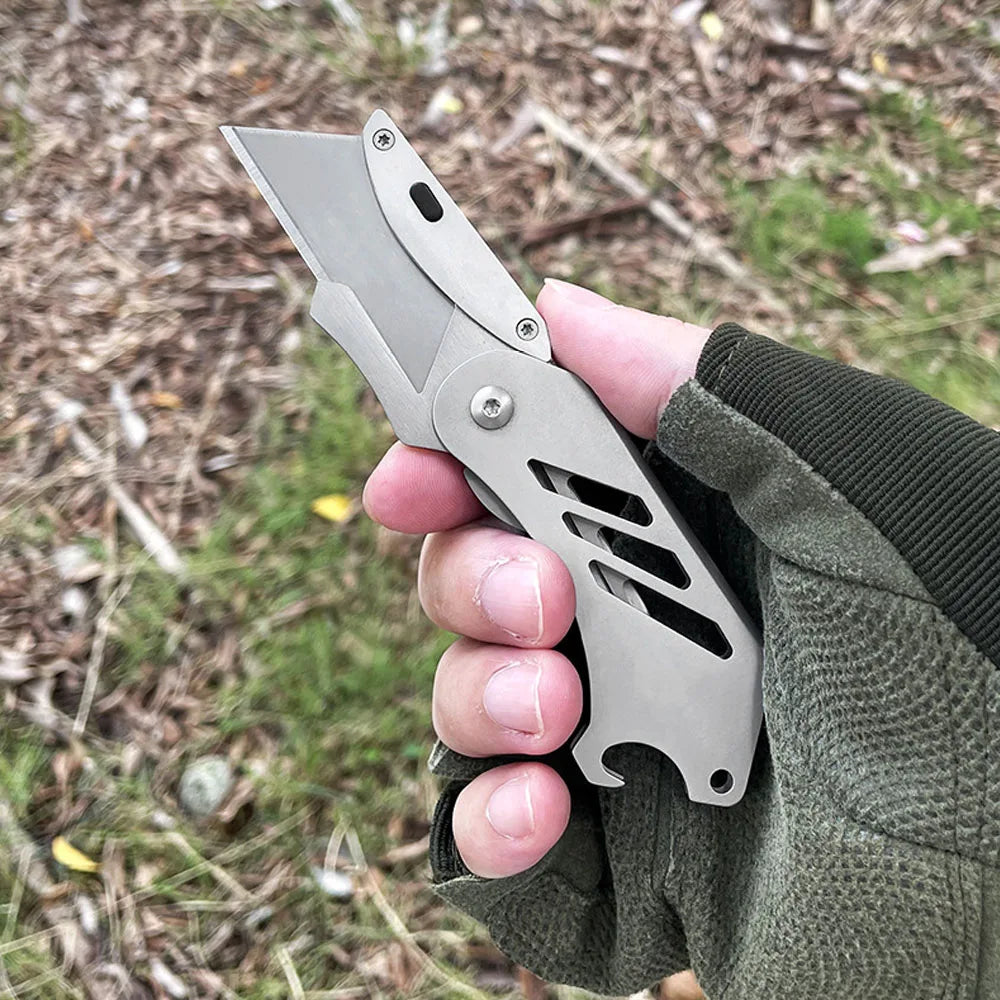 Caressolove 420 Steel Folding Utility Knife Portable Foldable Paper Box Cutter EDC Tools Pocket Knife Heavy Duty Work Knife