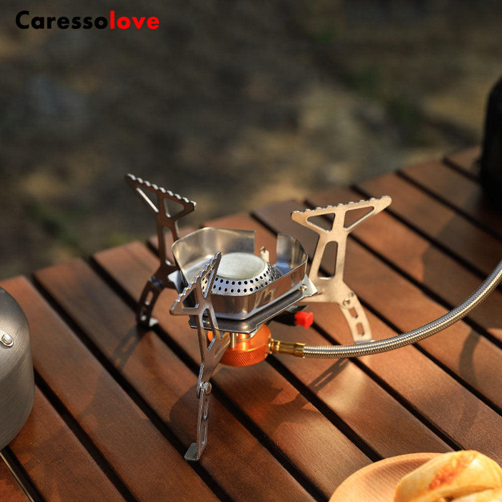 Caressolove 3800W Windproof Camping Gas Stove Portable Foldable Backpacking Stove with Piezo Ignition Outdoor Camping Hiking Picnic Stove Burner