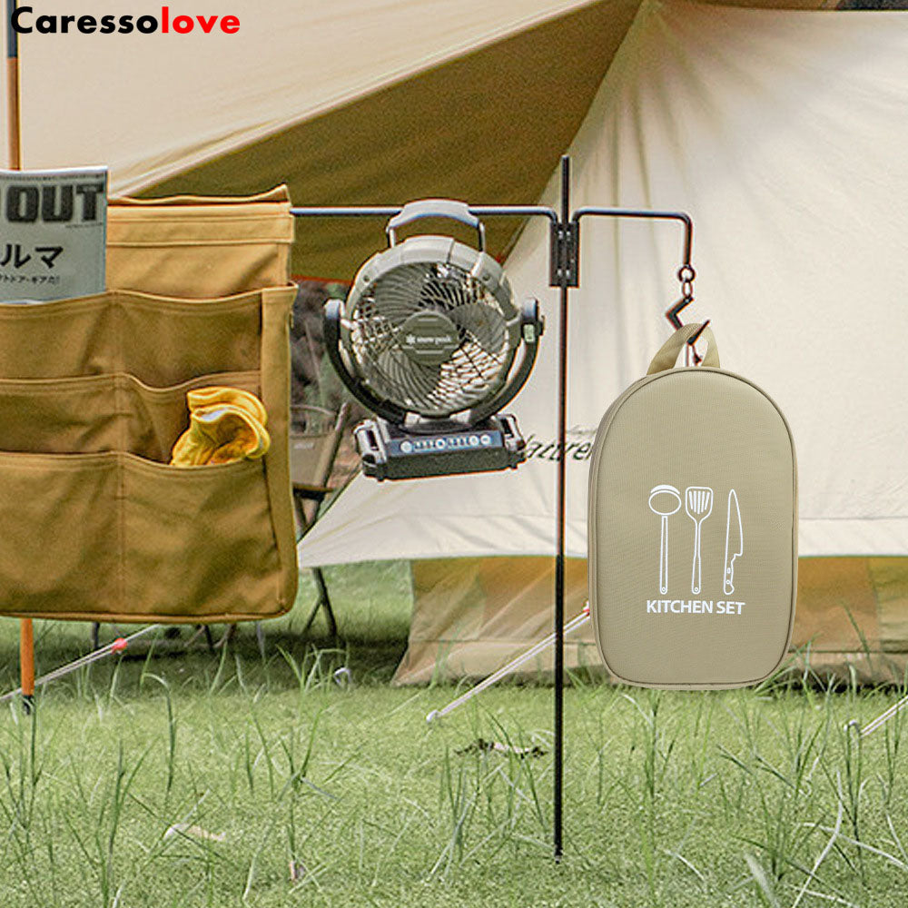 Caressolove Camping Cutlery Storage Bag, Large Capacity Anti Scratch Multiple Compartments Cooking Utensils Storage Portable Pouch For Travel