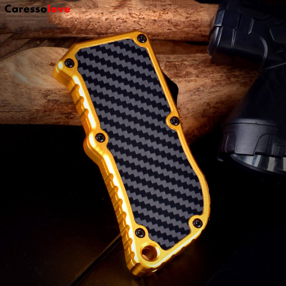 Caressolove Aluminum Alloy Box Cutter Retractable Replaceable Blade Utility Knife Portable EDC Multifunctional OTF Knife Double Action Automatic Cutting Tool