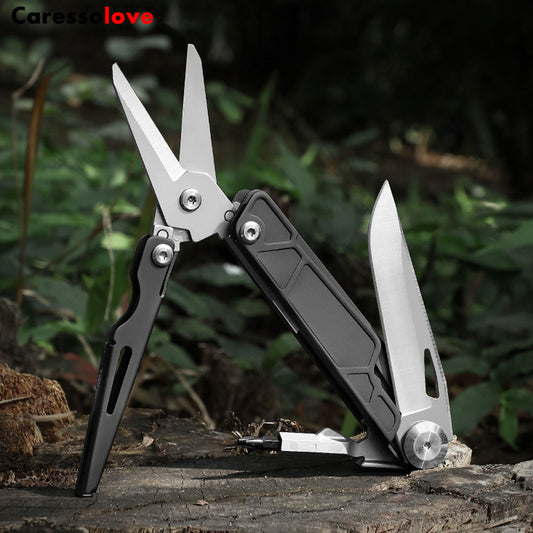Caressolove Folding Pocket Knife,5-in-1 Stainless Steel Multitool Knife,Survival Tools With Scissors,For Camping, Hiking, Survival