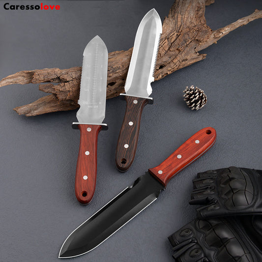Caressolove Garden Knife Garden Tools With Sheath For Weeding, Digging, Cutting And Planting, Full-Tang Wood Handle.