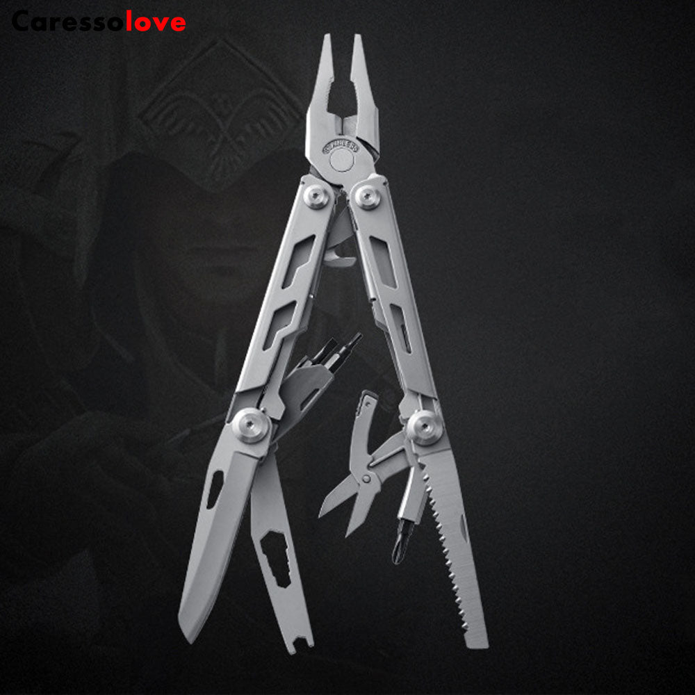 Caressolove EDC Outdoor Survival Gear Multi Tool Pliers, 14-In-1 Stainless Steel Multitool Tactical Knives For Men, Multifunctional Pincers For Camping Travel Hiking