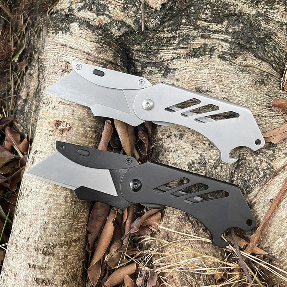 Caressolove 420 Steel Folding Utility Knife Portable Foldable Paper Box Cutter EDC Tools Pocket Knife Heavy Duty Work Knife