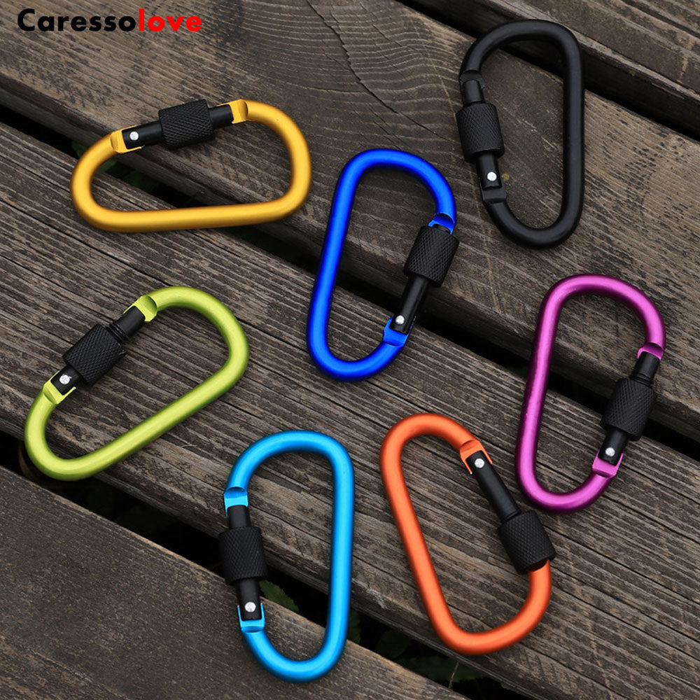 Careolove 8PCS Screwgate Locking Carabiner Clip, Aluminum D Ring Shape Professional Rock Climbing Carabiner Screw Lock, For Hiking Camping Fishing And Outdoor Use