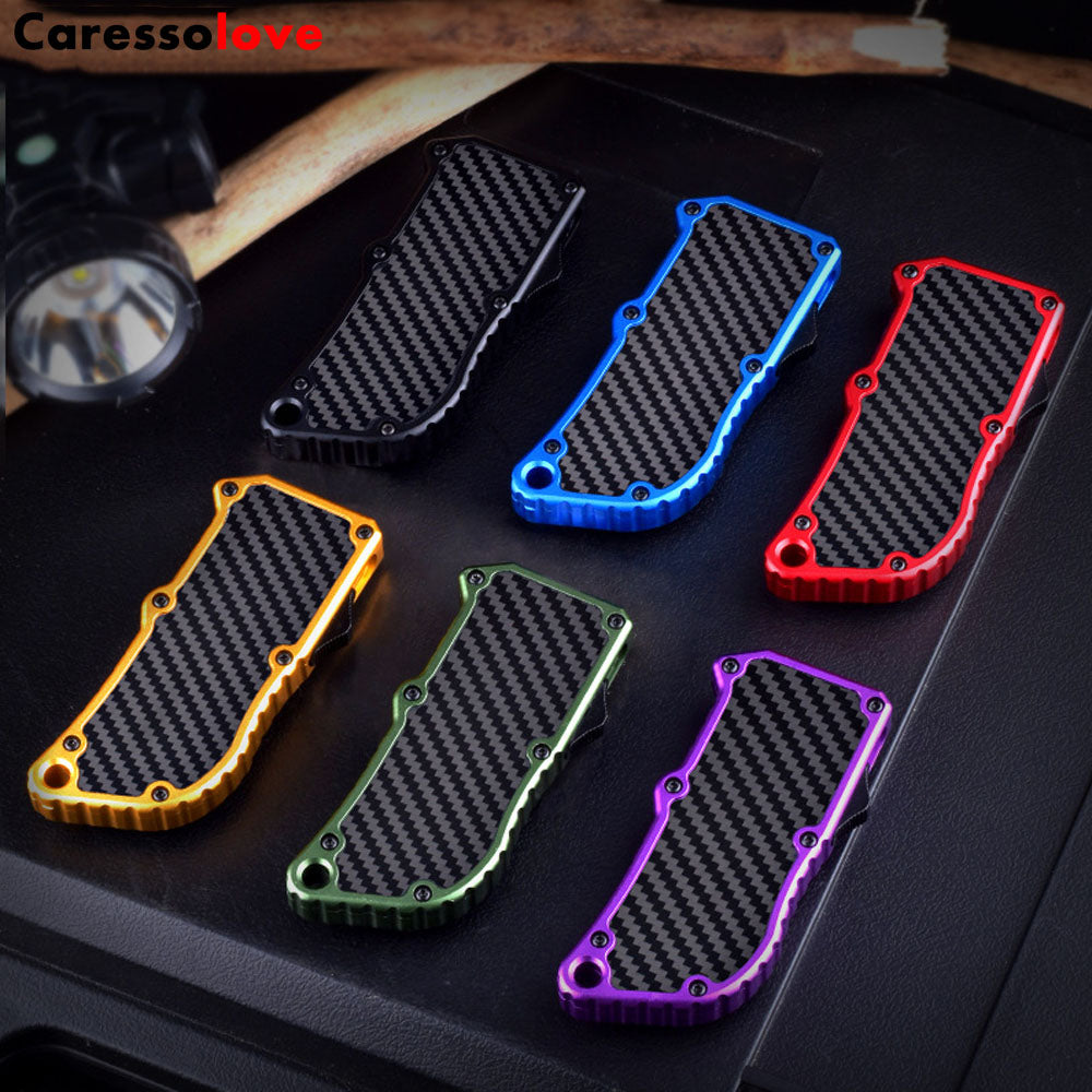 Caressolove Aluminum Alloy Box Cutter Retractable Replaceable Blade Utility Knife Portable EDC Multifunctional OTF Knife Double Action Automatic Cutting Tool