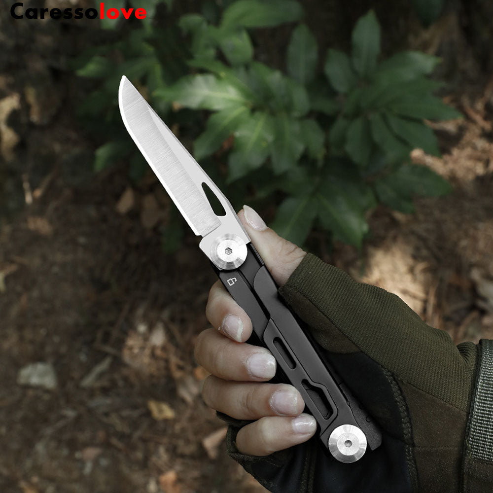 Caressolove Multi Tool Pocket Knife, 8-In-1 Folding Knife, Survival Camping Knife With Fire Starter