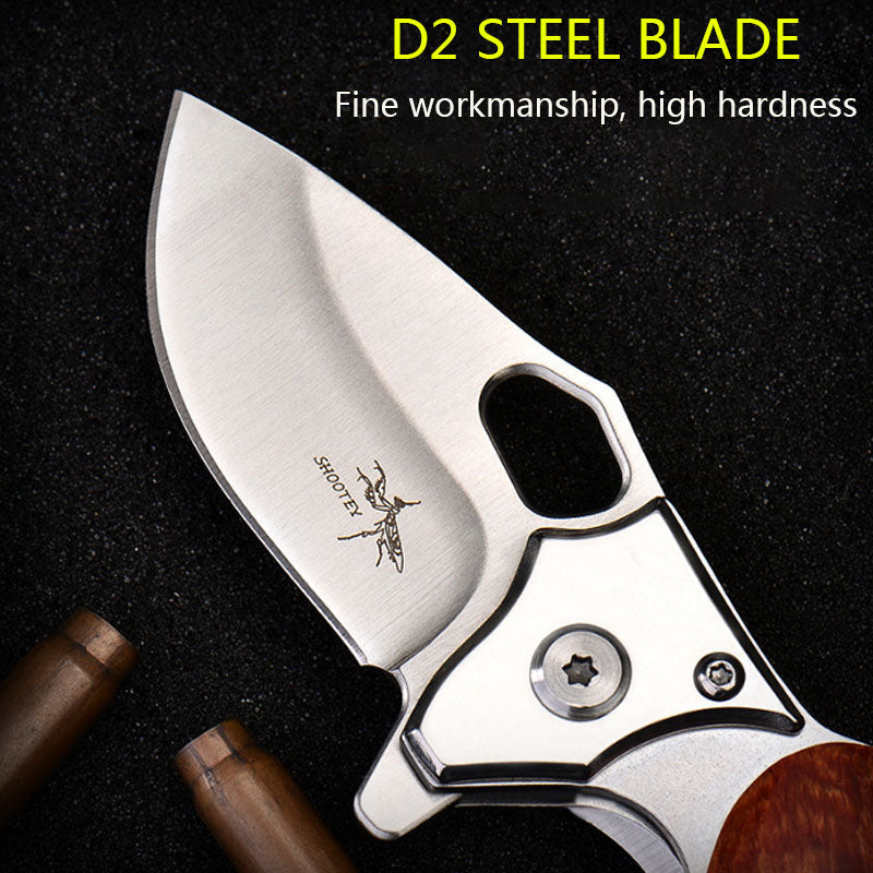 D2 & Damascus Steel Pocket Folding Knife, Outdoor Camping Survival Tool