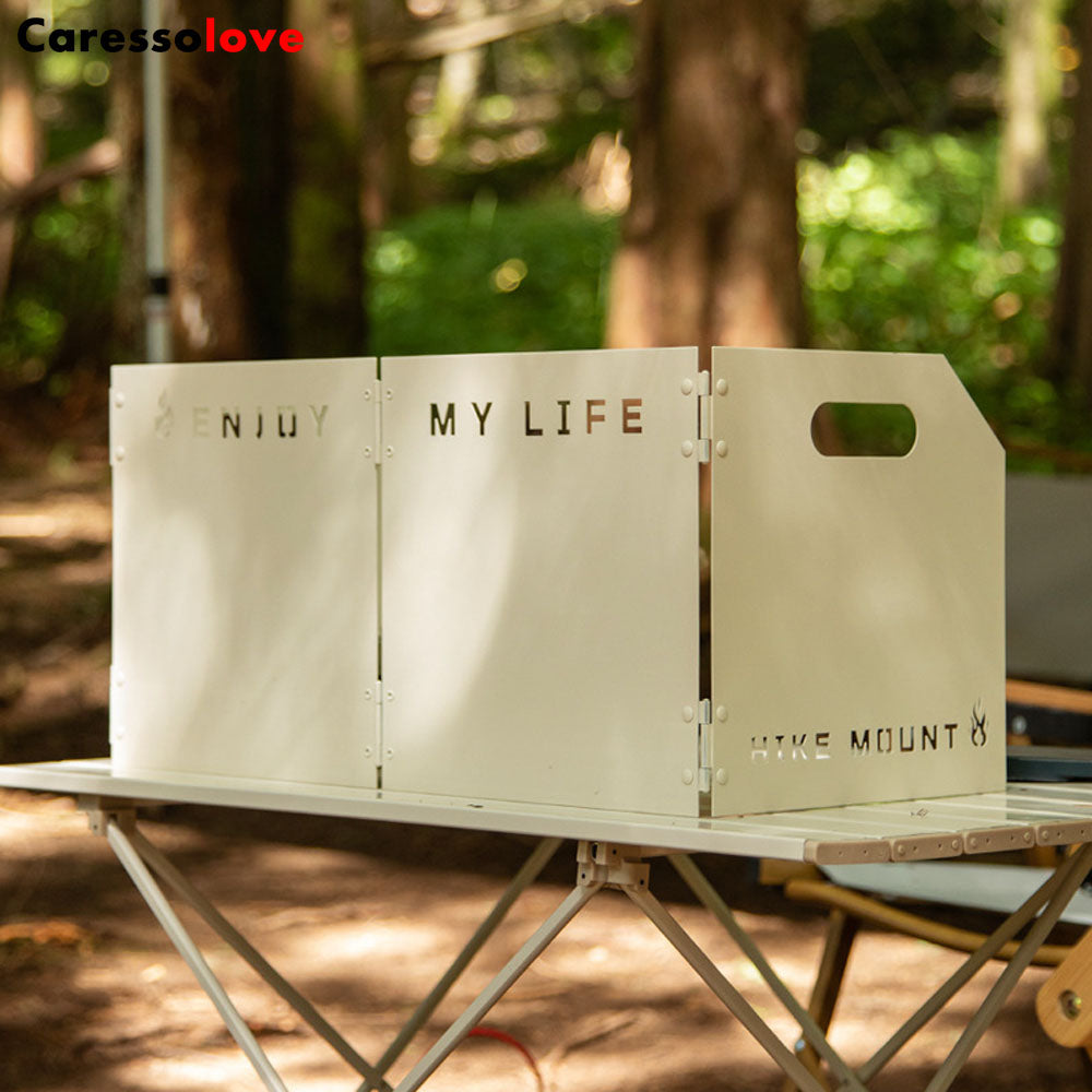 Caressolove Stove Windscreen Folding Camping Stove Windshield 4 Plates Travel Camping Windscreen Burning Protection Wind Screen for Outdoor BBQ Stove