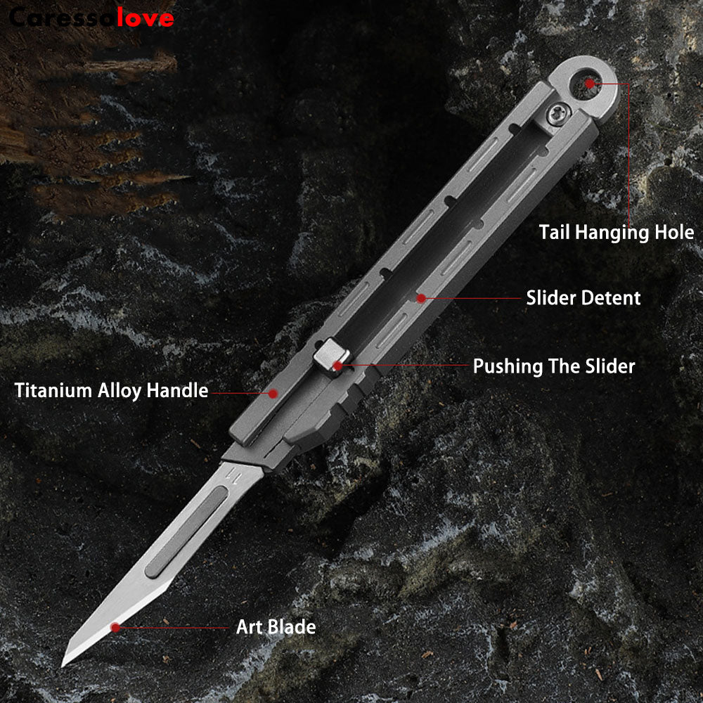 Caressolove Titanium Alloy Utility Knife,Retractable Utility Knife With,Box Cutter For Carton, Cardboard And Box