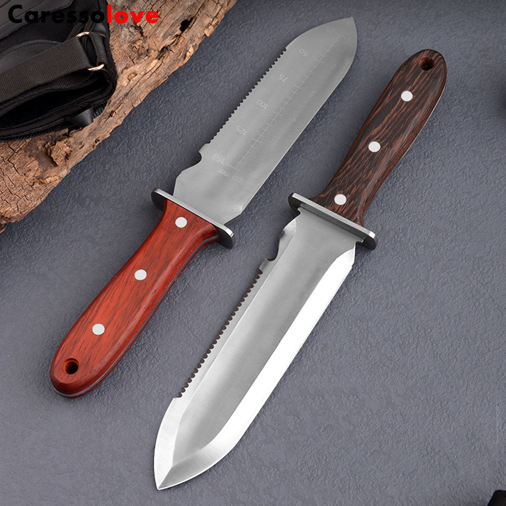 Caressolove Garden Knife Garden Tools With Sheath For Weeding, Digging, Cutting And Planting, Full-Tang Wood Handle.