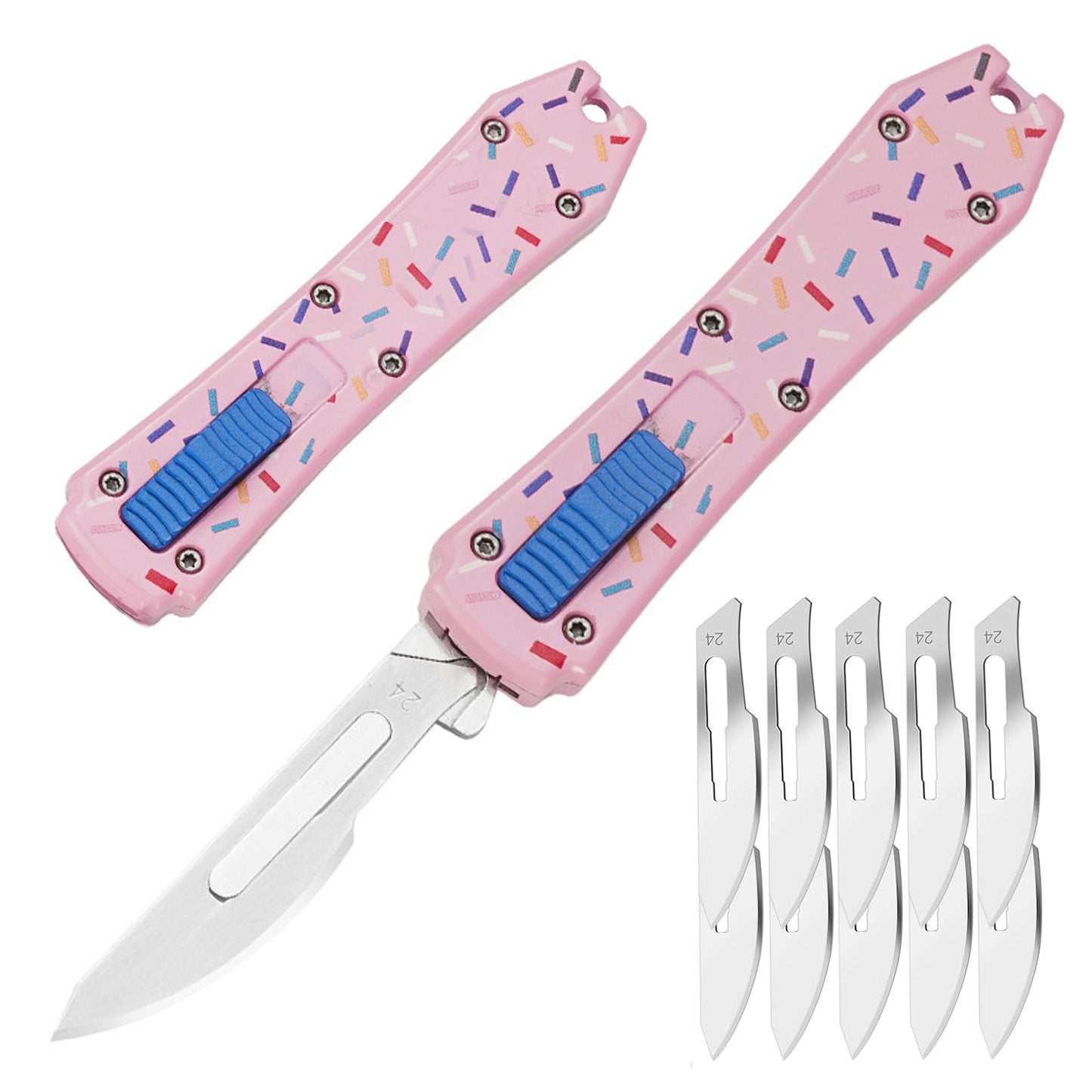 Caressolove Automatic Utility Knife, Auto Box Cutter with 10PCS Scalpel Blades, Retractable Razor Blades Pocket Knife