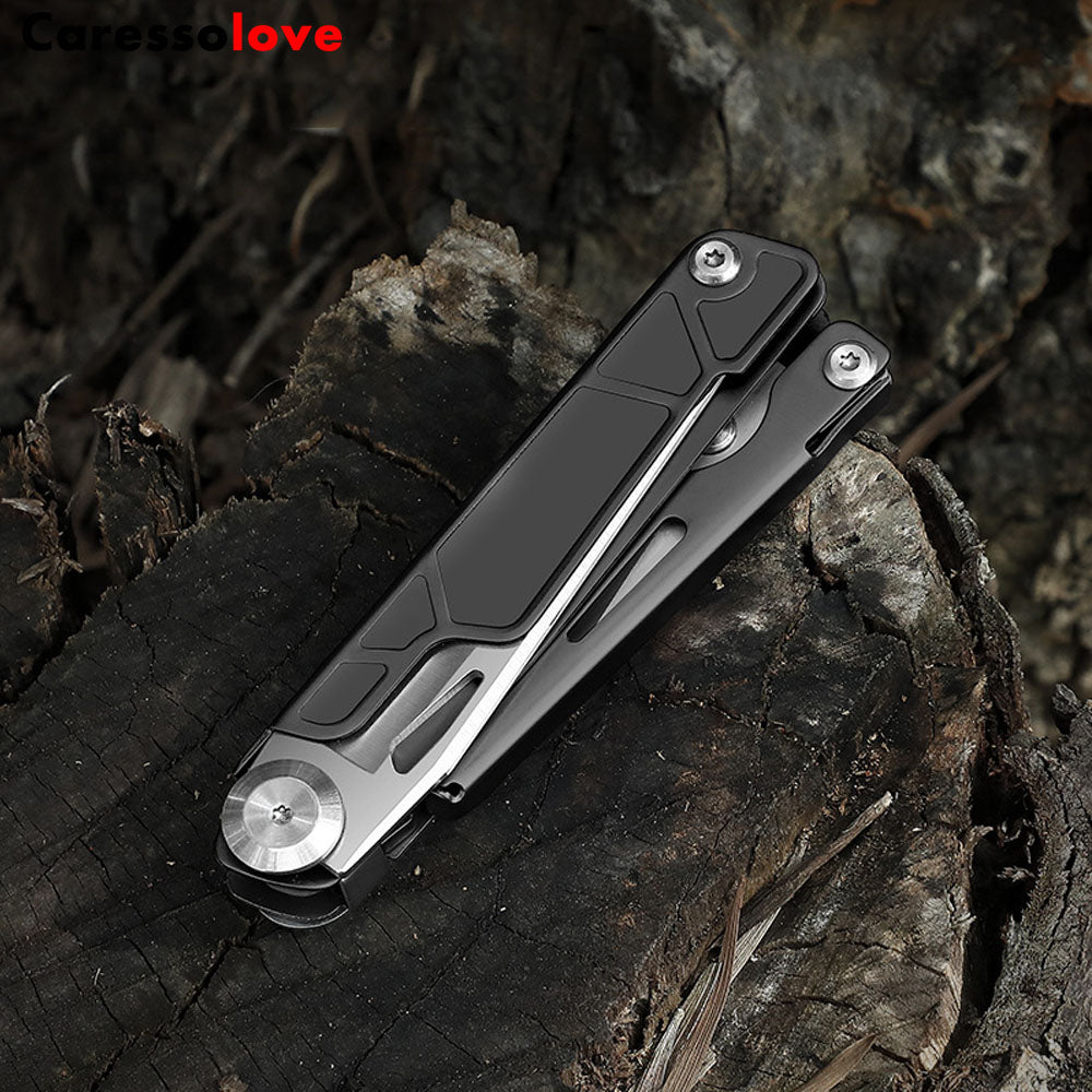 Caressolove Folding Pocket Knife,5-in-1 Stainless Steel Multitool Knife,Survival Tools With Scissors,For Camping, Hiking, Survival