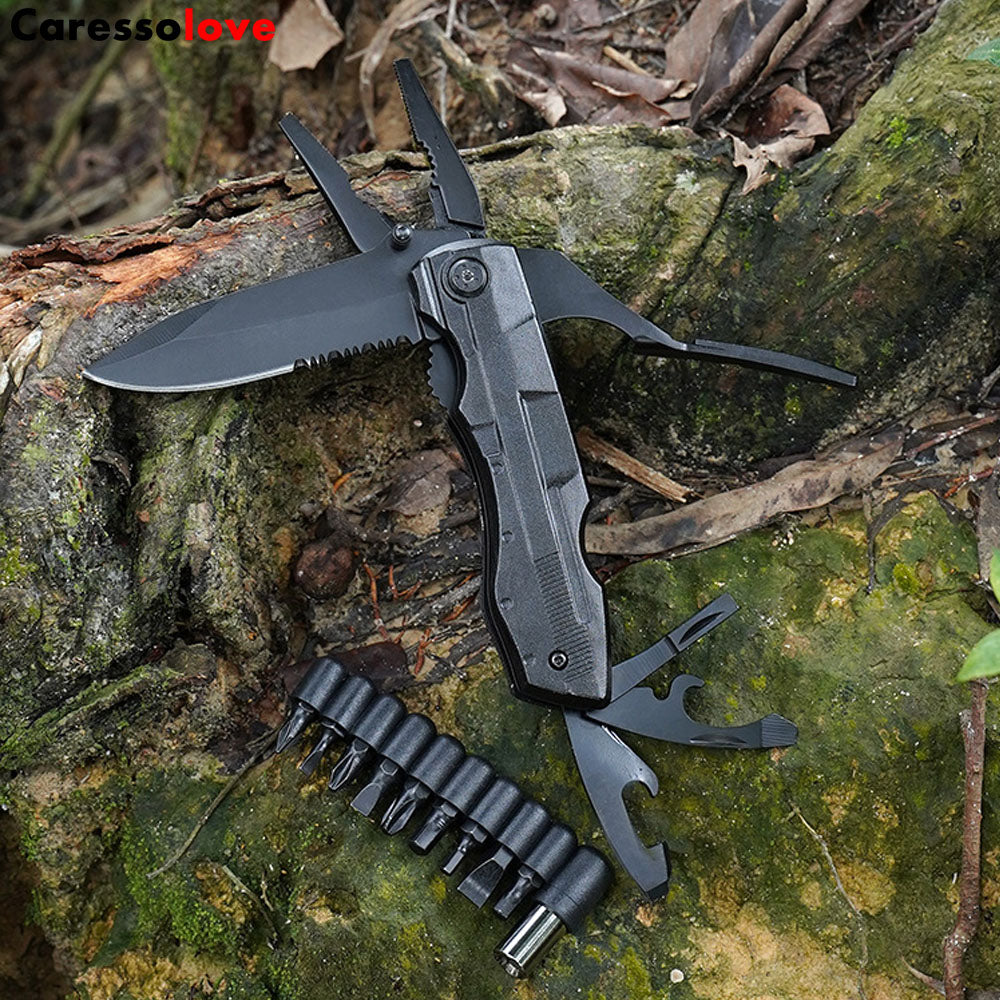 Caressolove Multitool Pocket Pliers Folding Knife Stainless Steel Survival Camping Knife, For Camping Fishing Hiking Hunting Outdoor Bushcraft