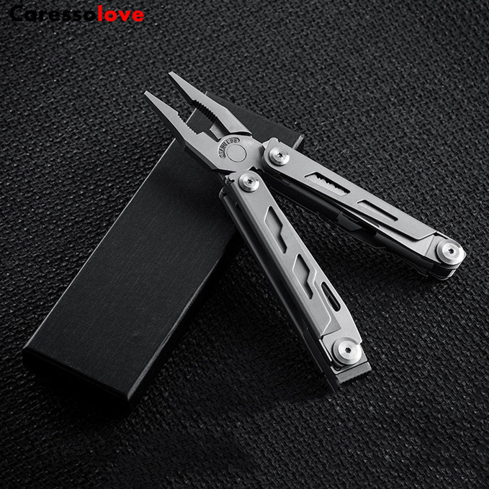 Caressolove EDC Outdoor Survival Gear Multi Tool Pliers, 14-In-1 Stainless Steel Multitool Tactical Knives For Men, Multifunctional Pincers For Camping Travel Hiking
