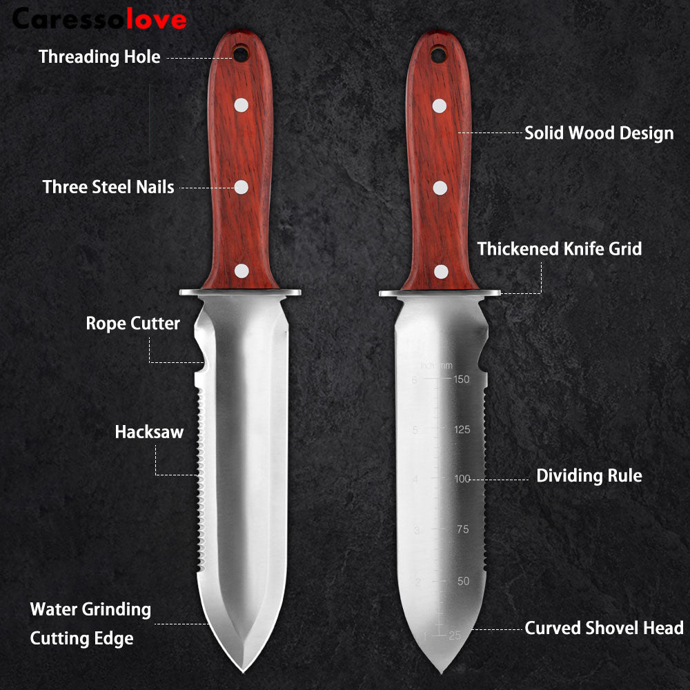 Caressolove Garden Knife Garden Tools With Sheath For Weeding, Digging, Cutting And Planting, Full-Tang Wood Handle.