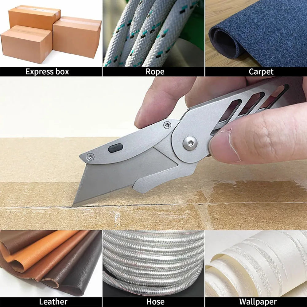 Caressolove 420 Steel Folding Utility Knife Portable Foldable Paper Box Cutter EDC Tools Pocket Knife Heavy Duty Work Knife