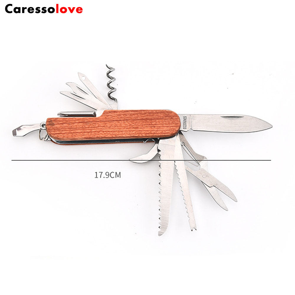 Caressolove 11-in-1 Multi Tool Folding Swiss Knife, With Screwdriver Saw Scissors Opener, Multifunction Pocket Knife Set For Household, Outdoor Camping Hiking Survival Army Knife