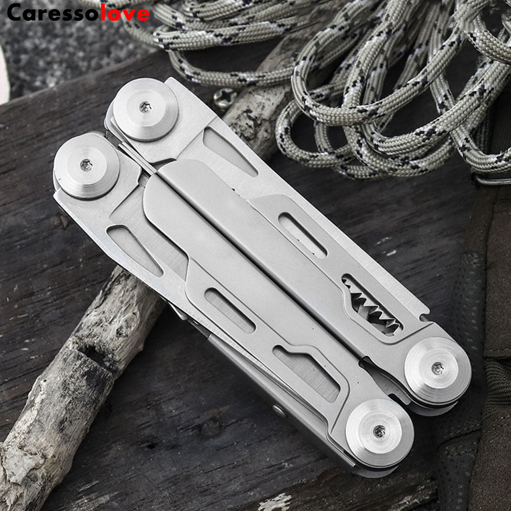 Caressolove Folding Multitool Pliers, With Survival Knife, Screwdriver, Saw, Utility Camping Gear Must Haves, Multifunctional Pocket Pliers, EDC Outdoor Hiking Multi Tool Sets For Men