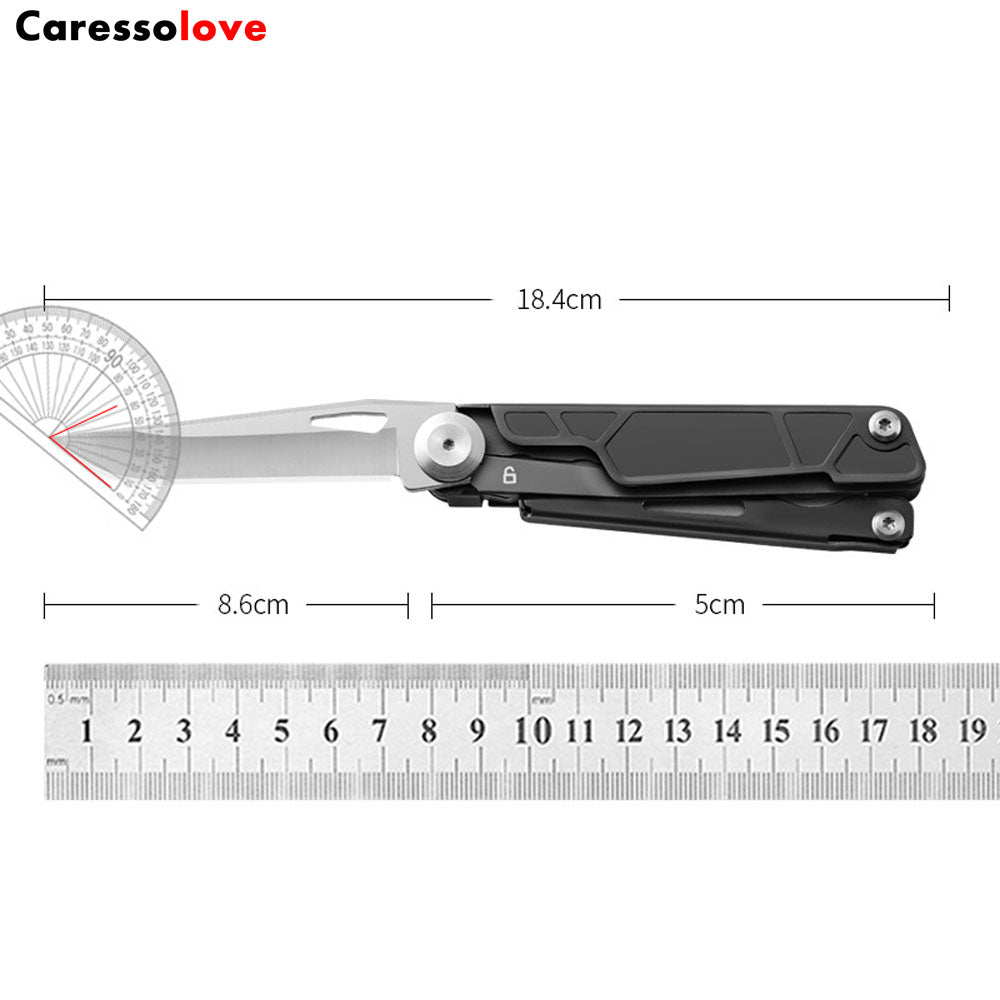 Caressolove Folding Pocket Knife,5-in-1 Stainless Steel Multitool Knife,Survival Tools With Scissors,For Camping, Hiking, Survival