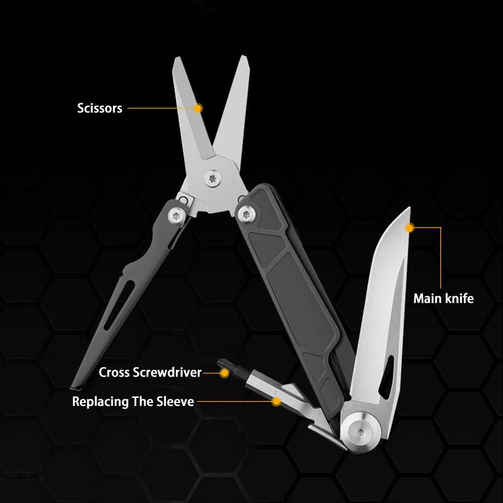 Caressolove Folding Pocket Knife,5-in-1 Stainless Steel Multitool Knife,Survival Tools With Scissors,For Camping, Hiking, Survival