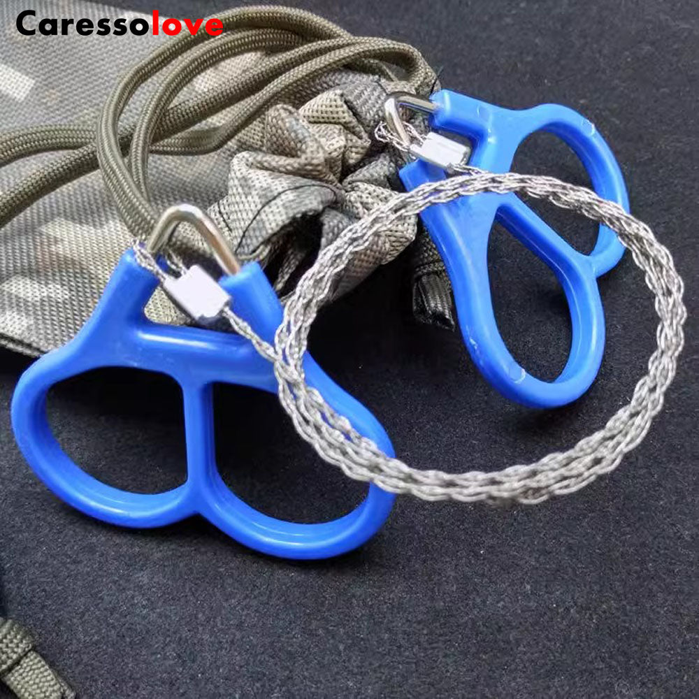 Caressolove - 2 Pack Stainless Steel Wire Saw, 28 inch Emergency Fret Saw, Camping Scroll Saw, Cable Cutting String Bone Rope Saw, Travel Chainsaw for Wood Cutting Hiking