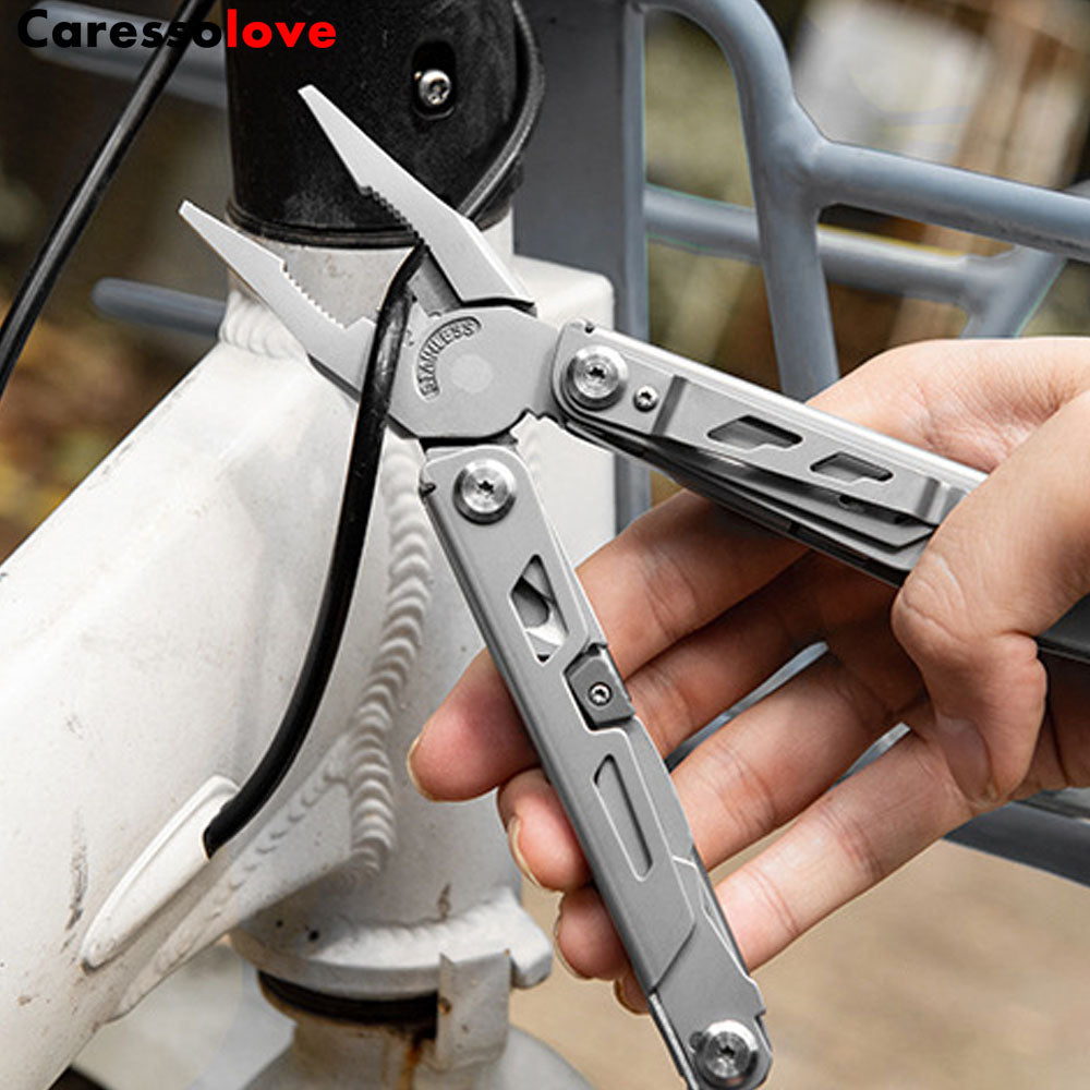 Caressolove EDC Outdoor Survival Gear Multi Tool Pliers, 14-In-1 Stainless Steel Multitool Tactical Knives For Men, Multifunctional Pincers For Camping Travel Hiking
