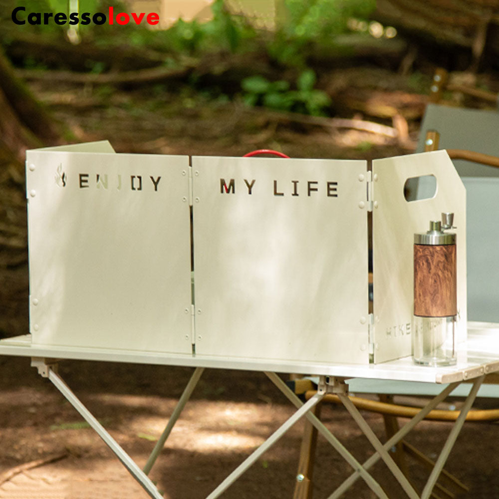 Caressolove Stove Windscreen Folding Camping Stove Windshield 4 Plates Travel Camping Windscreen Burning Protection Wind Screen for Outdoor BBQ Stove