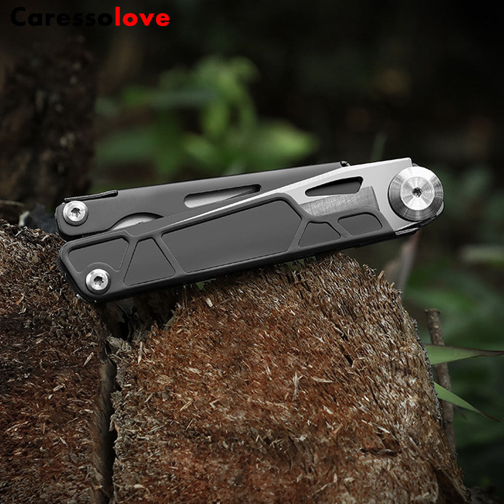 Caressolove Folding Pocket Knife,5-in-1 Stainless Steel Multitool Knife,Survival Tools With Scissors,For Camping, Hiking, Survival
