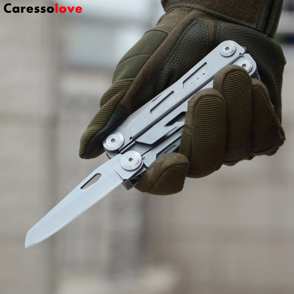 Caressolove EDC Outdoor Survival Gear Multi Tool Pliers, 14-In-1 Stainless Steel Multitool Tactical Knives For Men, Multifunctional Pincers For Camping Travel Hiking