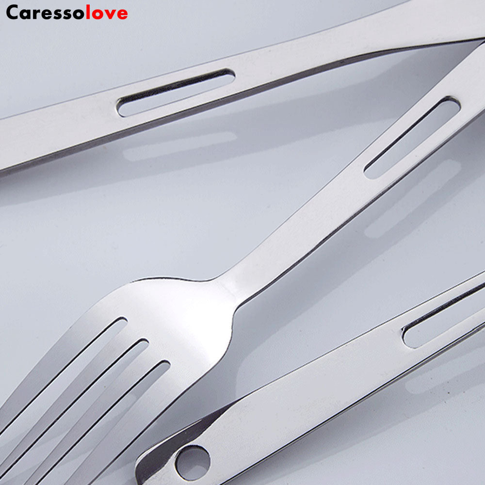Caressolove Stainless Steel Travel Camping Cutlery Set,With Carabiner Flatware Silverware Set Including Knife Fork Spoon