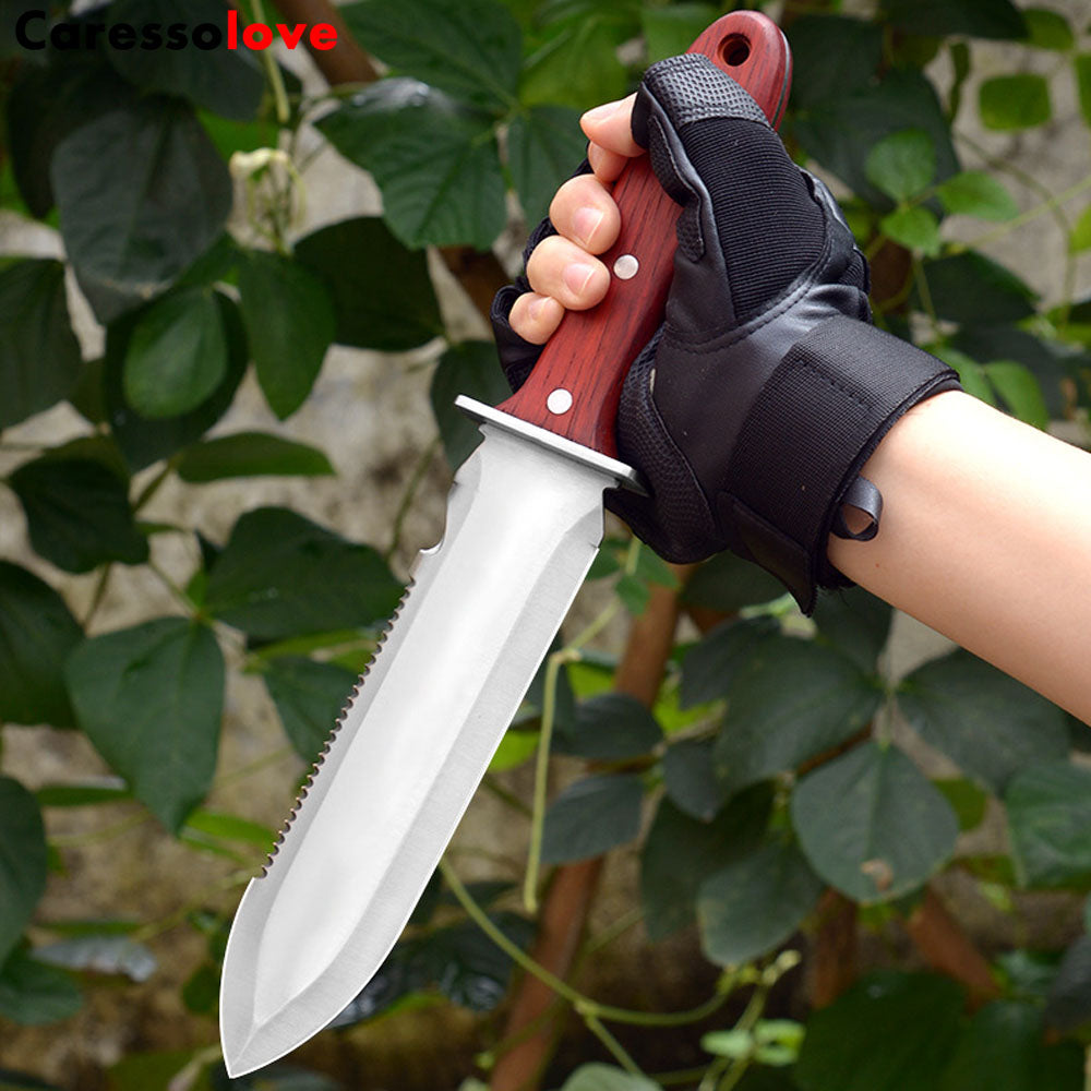 Caressolove Garden Knife Garden Tools With Sheath For Weeding, Digging, Cutting And Planting, Full-Tang Wood Handle.