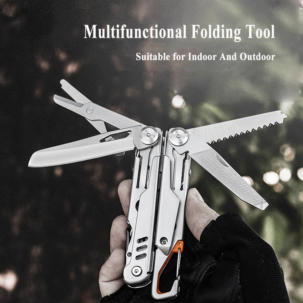 Caressolove 440A Steel Multitool Pliers,Premium Portable Multi Tool,Multipurpose Tool with Saw, Pocket Knife, Wire Stripper & More - Small Tools,Apply to Survival Camping