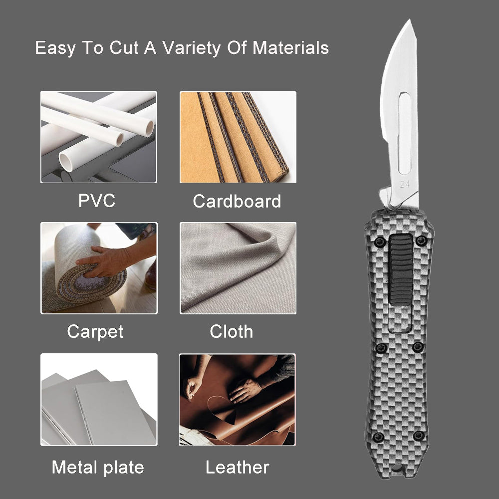 Caressolove Automatic Utility Knife, Auto Box Cutter with 10PCS Scalpel Blades, Retractable Razor Blades Pocket Knife