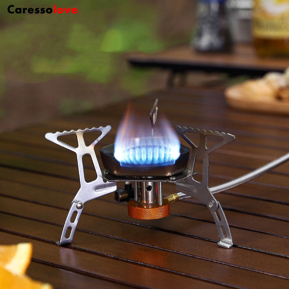 Caressolove 3800W Windproof Camping Gas Stove Portable Foldable Backpacking Stove with Piezo Ignition Outdoor Camping Hiking Picnic Stove Burner