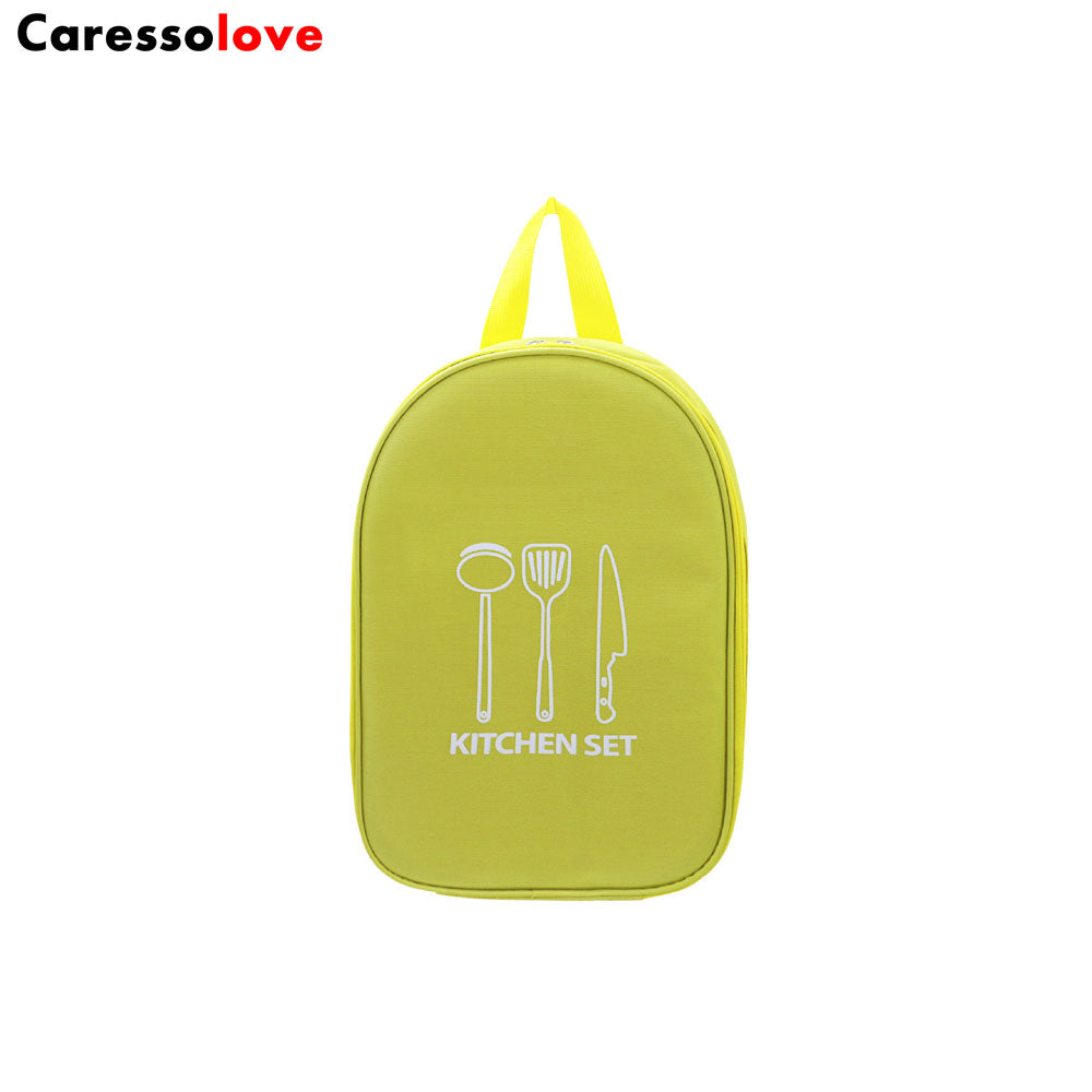 Caressolove Camping Cutlery Storage Bag, Large Capacity Anti Scratch Multiple Compartments Cooking Utensils Storage Portable Pouch For Travel