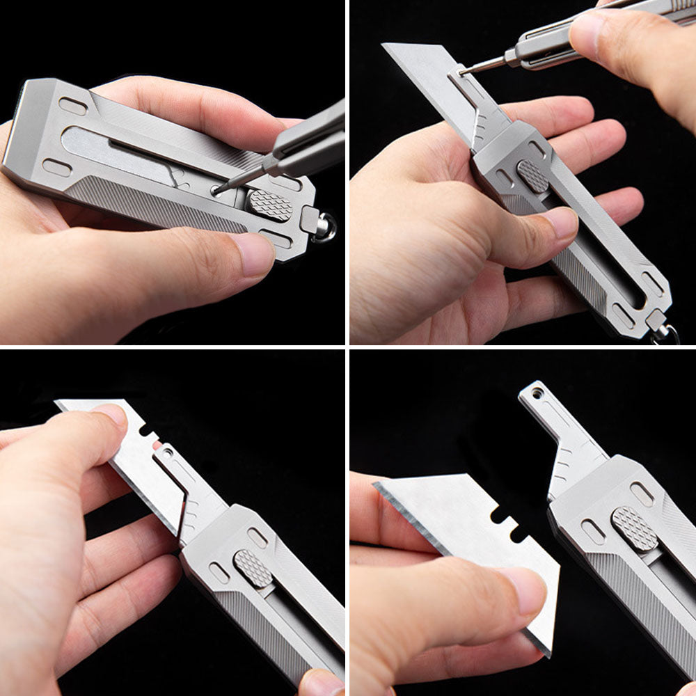 Caressolove Compact Retractable Paper Cutter, Titanium Handle Box Cutt