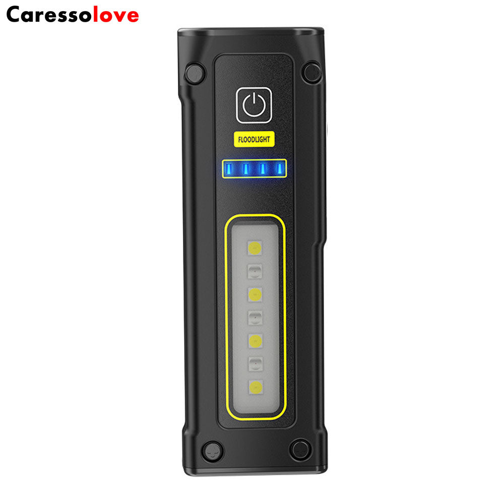 Caressolove Portable Rechargeable LED Work Light,,Mini Magnetic Flashlights For Mechanics With COB Sidelight,Type-C Fast Charging With Power Bank Function