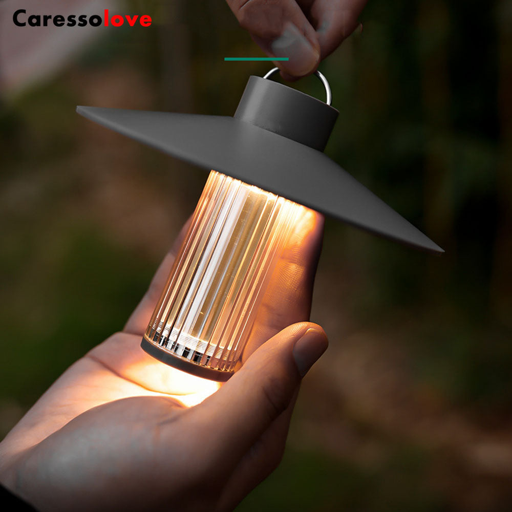 Caressolove LED Camping Light Rechargeable Retro Warm Camping Light Power Outage Emergency Lighting