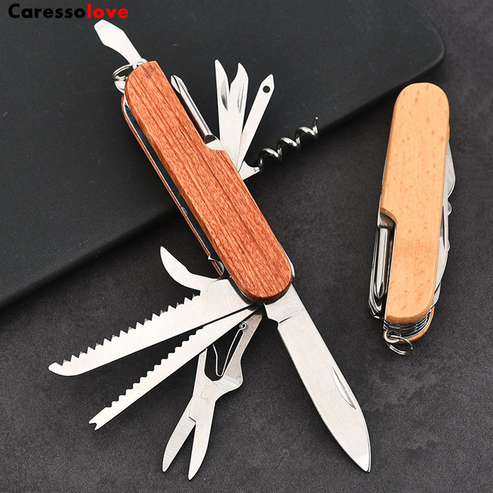 Caressolove 11-in-1 Multi Tool Folding Swiss Knife, With Screwdriver Saw Scissors Opener, Multifunction Pocket Knife Set For Household, Outdoor Camping Hiking Survival Army Knife