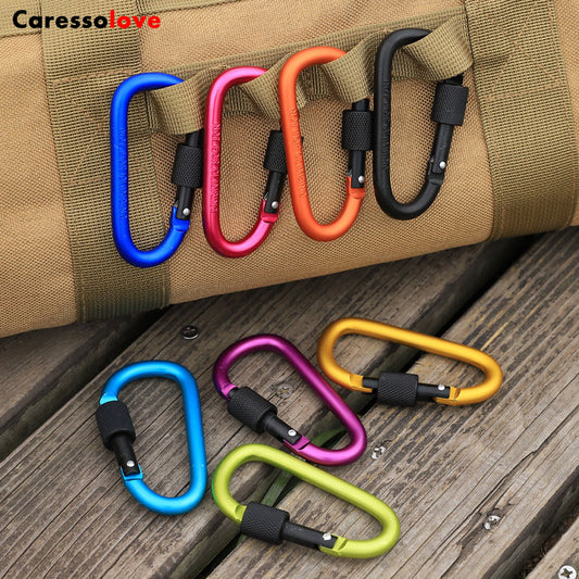 Careolove 8PCS Screwgate Locking Carabiner Clip, Aluminum D Ring Shape Professional Rock Climbing Carabiner Screw Lock, For Hiking Camping Fishing And Outdoor Use