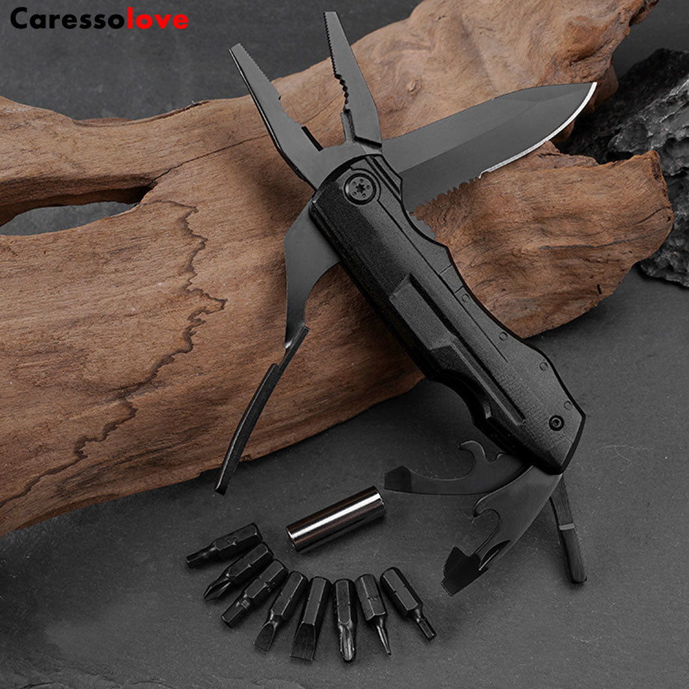 Caressolove Multitool Pocket Pliers Folding Knife Stainless Steel Survival Camping Knife, For Camping Fishing Hiking Hunting Outdoor Bushcraft