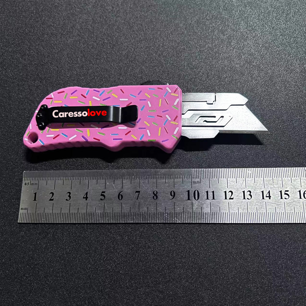 Caressolove Pink Automatic Utility Knife, Safety Heavy Duty Auto Retractable Box Cutter, Replaceable Razor Blade Knives