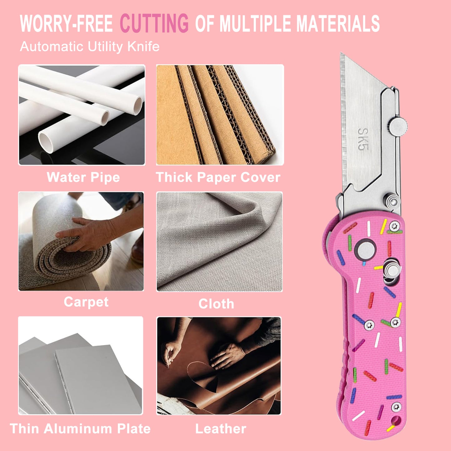 Pink Folding Utility Knife