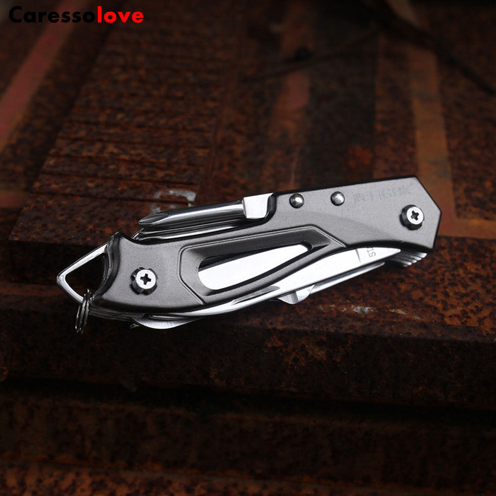 Caressolove 14-in-1 Outdoor Multi Tools Swiss Knife, Keychain Multitool Folding Knife Bottle Opener Scissors Saw, Portable Military tactical Foldable Pocket Knife For Camping Hiking