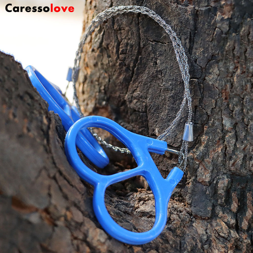 Caressolove - 2 Pack Stainless Steel Wire Saw, 28 inch Emergency Fret Saw, Camping Scroll Saw, Cable Cutting String Bone Rope Saw, Travel Chainsaw for Wood Cutting Hiking