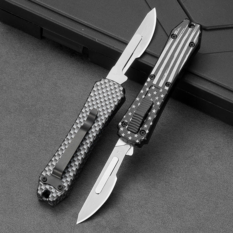 Caressolove Automatic Utility Knife, Auto Box Cutter with 10PCS Scalpel Blades, Retractable Razor Blades Pocket Knife