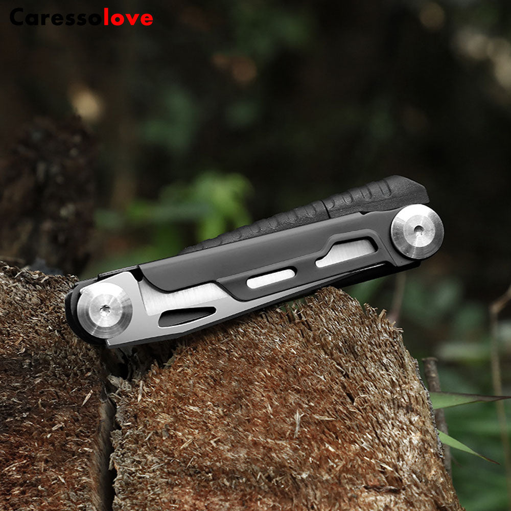 Caressolove Multi Tool Pocket Knife， 8-In-1 Folding Knife, Survival Camping Knife With Fire Starter