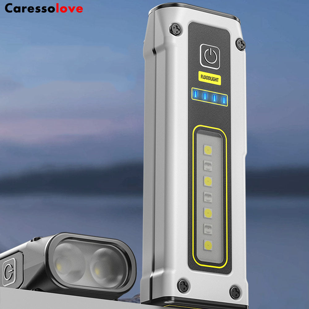 Caressolove Portable Rechargeable LED Work Light,,Mini Magnetic Flashlights For Mechanics With COB Sidelight,Type-C Fast Charging With Power Bank Function