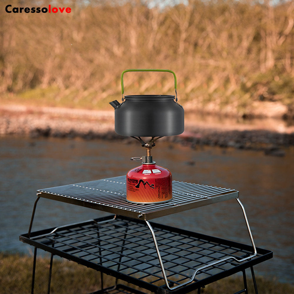 Caressolove 1.2L Outdoor Camping Kettle, Aluminum Water Pot for Outdoor Hiking Picnic Travel, Compact Lightweight Portable Coffee Tea Pot With Carrying Bag